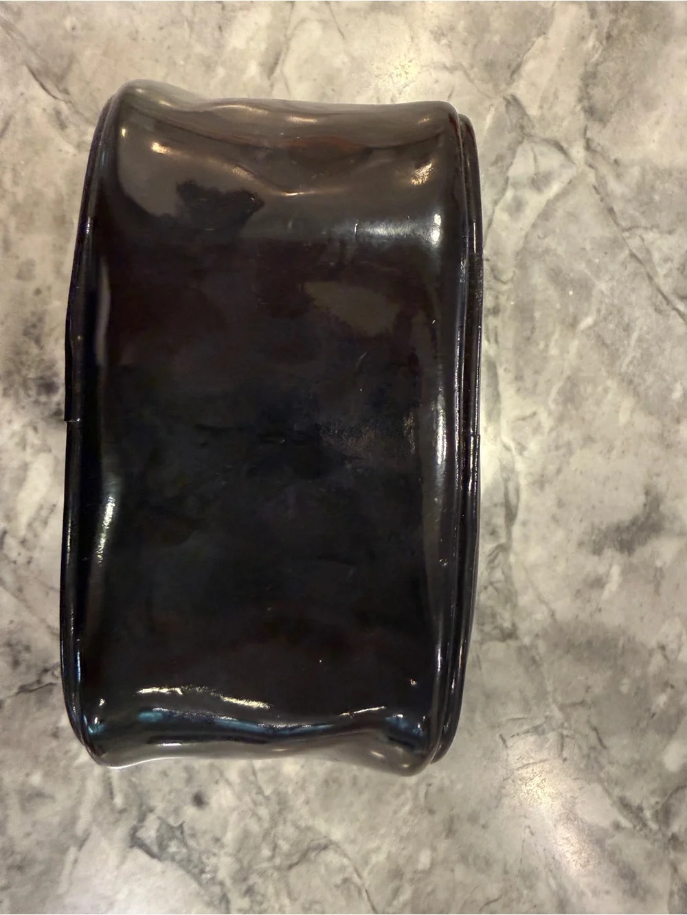 Tory Burch Black Patent Logo Cosmetic Case